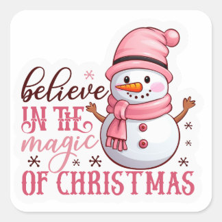„Weihnachtssticker-Set – Weihnachtsmann, Schneeman Quadratischer Aufkleber