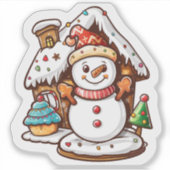 Weihnachtssticker: Snowman & Gingerbrot Aufkleber (Vorderseite)