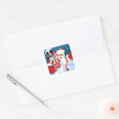 Weihnachtssticker & Snowman Quadratischer Aufkleber (Umschlag)