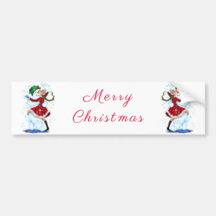 Weihnachtssticker Snowman und Girl Dance Autoaufkleber