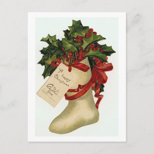 Weihnachtsstiefel Feiertagspostkarte (Vorderseite)