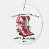 Weihnachtsstiefel und Cowboy Roots Keramik Ornament (Links)