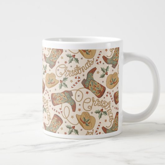 Weihnachtsstiefel und Hatter-Muster im Western Jumbo-Tasse (Rechts)