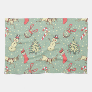 Weihnachtsstil im Vintage-Look Geschirrtuch