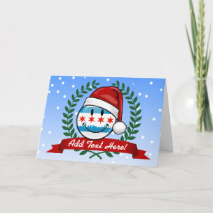 Weihnachtsstil lächelnd Chicagoer Flagge Feiertagskarte