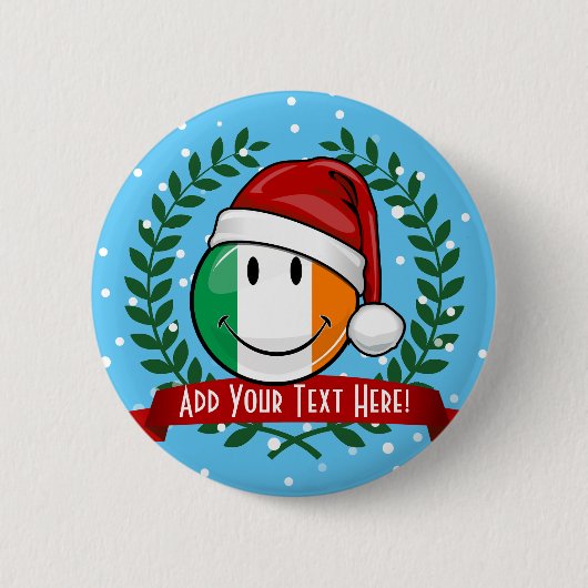 Weihnachtsstil lächelnd irische Flagge Button (Vorderseite)