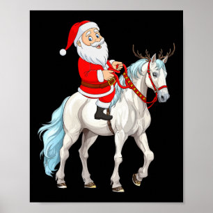 Weihnachtsstil-Rentier-Weihnachtsmann-Reittier-Wei Poster