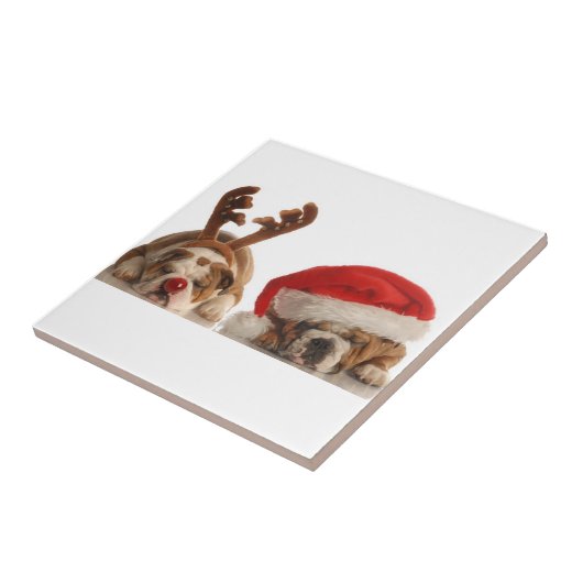 Weihnachtsstillhunde Keramik Tile Fliese (Seite)