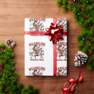 Weihnachtsstimmung Cowboy Santa Land Geschenkpapier