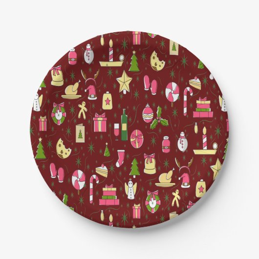 Weihnachtsstimmung, Design mit vielen Süßigkeiten Pappteller (Vorderseite)