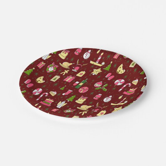 Weihnachtsstimmung, Design mit vielen Süßigkeiten Pappteller (Schrägansicht)