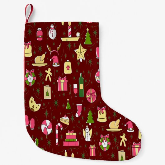 Weihnachtsstimmung, Design mit vielen Weihnachtsac Kleiner Weihnachtsstrumpf (Vorderseite)