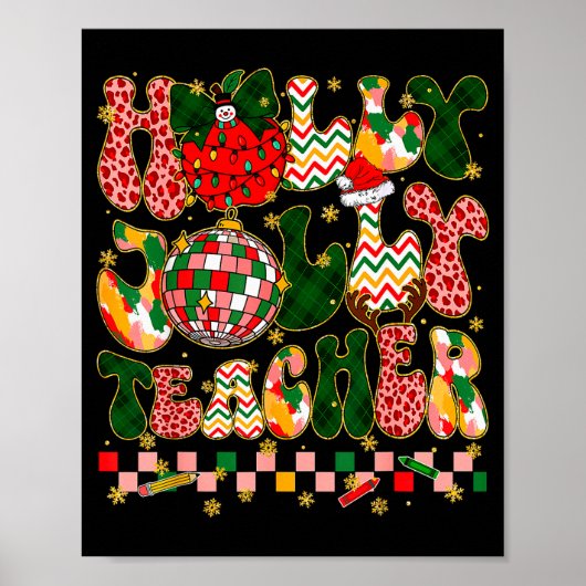 Weihnachtsstimmung Lehrer Leopard Schneemann Xmas Poster (Vorne)
