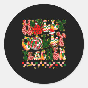 Weihnachtsstimmung Lehrer Leopard Schneemann Xmas Runder Aufkleber