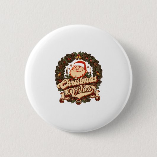 Weihnachtsstimmung Santa Claus Kranz Glocken Button (Vorderseite)