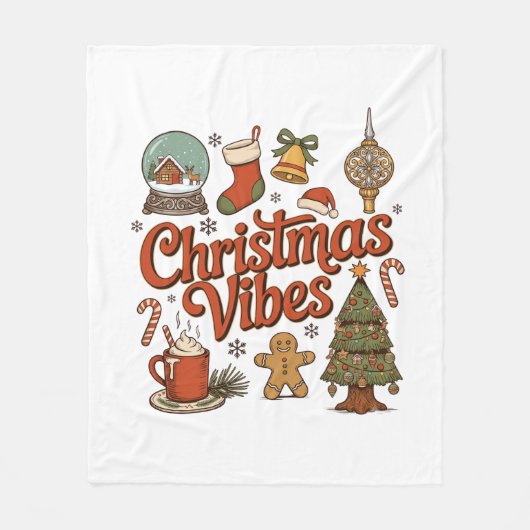 Weihnachtsstimmung Schneekugel Lebkuchenmann Baum Fleecedecke (Vorderseite)