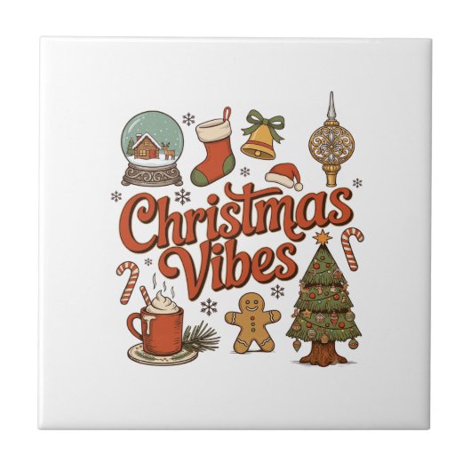 Weihnachtsstimmung Schneekugel Lebkuchenmann Baum Fliese (Vorderseite)