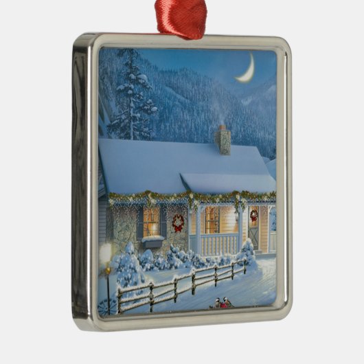 Weihnachtsstimmung Silbernes Ornament (Rechts)