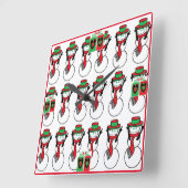 Weihnachtsstollen mit Schneemann Quadratische Wanduhr (Winkel)