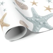Weihnachtsstrand an der Küste Seashells Starfish H Geschenkpapier (Rolleneckpunkt)