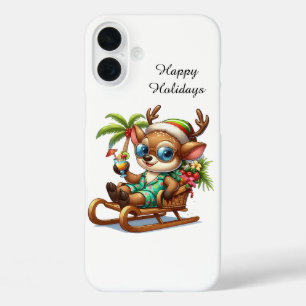 Weihnachtsstrand individuell anpassbares Rentier iPhone 16 Plus Hülle