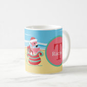 Weihnachtsstrand Rosa Flamingo Kaffeetasse (VorderseiteRechts)
