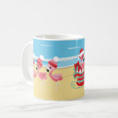 Weihnachtsstrand Rosa Flamingo Kaffeetasse (Vorderseite Links)