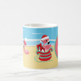 Weihnachtsstrand Rosa Flamingo Kaffeetasse