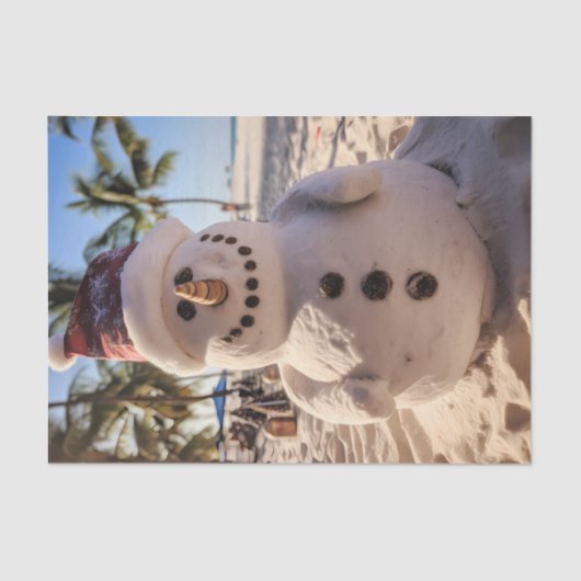 Weihnachtsstrand Sand Snowman Seidenpapier (Vorderseite)