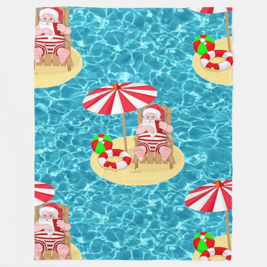 Weihnachtsstrand Santa Claus Decke (Vorderseite)