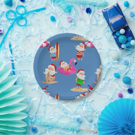 Weihnachtsstrand Santa Claus Urlaub Pappteller (Party)