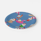 Weihnachtsstrand Santa Claus Urlaub Pappteller (Schrägansicht)