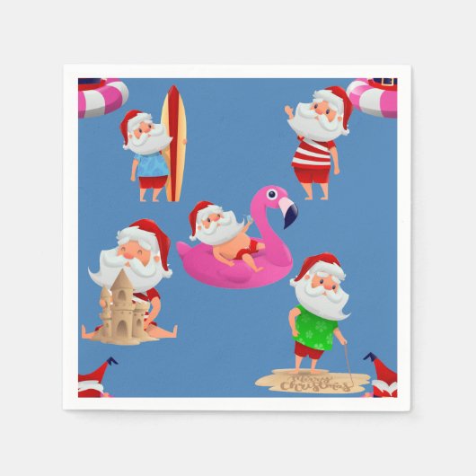 Weihnachtsstrand Santa Claus Urlaub Serviette (Vorderseite)
