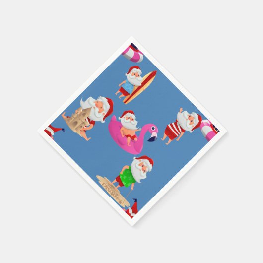 Weihnachtsstrand Santa Claus Urlaub Serviette (Ecke)