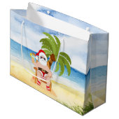 Weihnachtsstrand Santa Large Geschenktasche Große Geschenktüte (Vorderseite Schrägansicht)