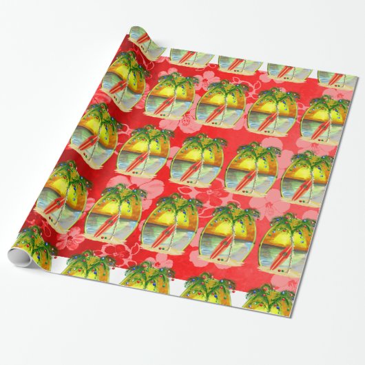 Weihnachtsstrand-Sonnenuntergang Geschenkpapier (Ungerollt)
