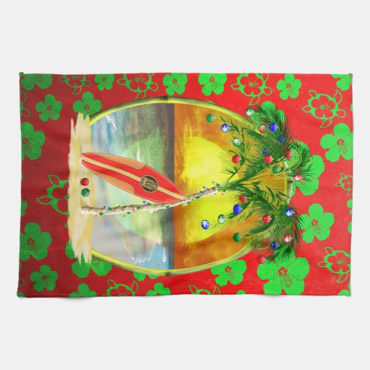 Weihnachtsstrand-Sonnenuntergang Handtuch (Horizontal)
