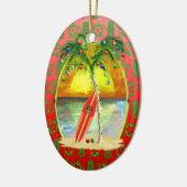 Weihnachtsstrand-Sonnenuntergang Keramikornament (Links)