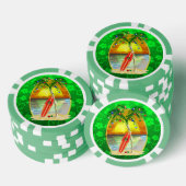 Weihnachtsstrand-Sonnenuntergang Pokerchips (Stapel)