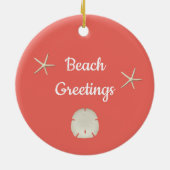 Weihnachtsstrand Starfish Sand Dollar Pfirsich Keramik Ornament (Hinten)