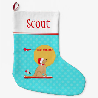 Weihnachtsstrand-Tag-Surfhund-Aqua-Weihnachtsstrum Großer Weihnachtsstrumpf