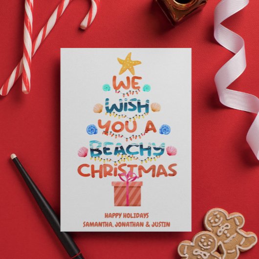 Weihnachtsstrand tropischer Strandbaum Karte