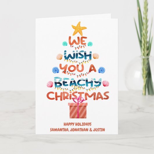 Weihnachtsstrand tropischer Strandbaum Karte (Vorderseite)