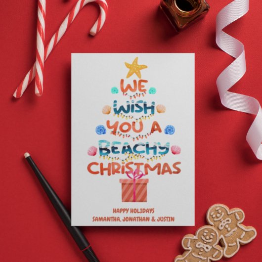 Weihnachtsstrand tropischer Strandbaum Postkarte
