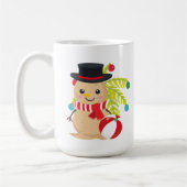 Weihnachtsstrand und Schneemann fügen Monogramm Kaffeetasse (Links)