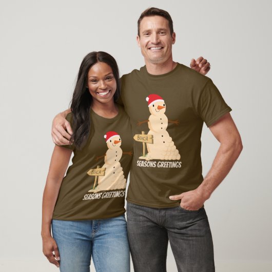Weihnachtsstrand und Schneemann T-Shirt (Unisex)