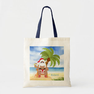 Weihnachtsstrand Weihnachten Weihnachtsmann geben Tragetasche