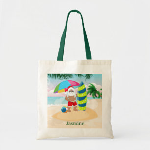 Weihnachtsstrand Weihnachten Weihnachtsmann geben Tragetasche