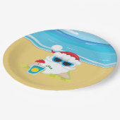 Weihnachtsstrand Weihnachtsfeiertag Pappteller (Schrägansicht)