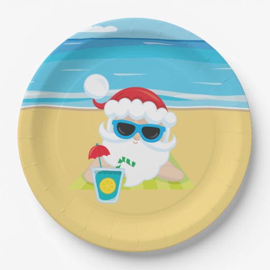 Weihnachtsstrand Weihnachtsfeiertag Pappteller (Vorderseite)